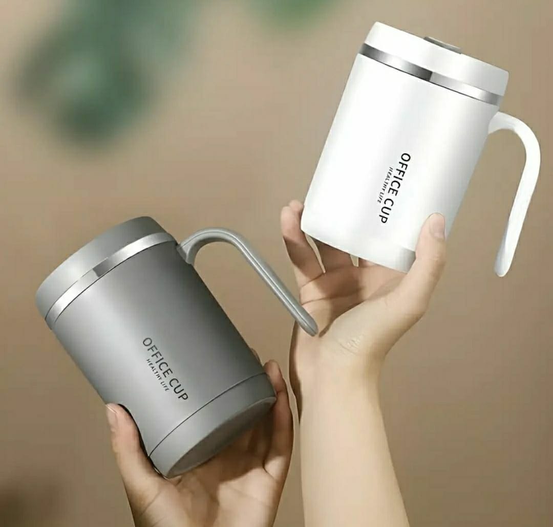Stainless Steel Coffee Mug | Office Cup | Tea Cup | Insulated Coffee Mug with Handle | Premium Clear Cap Mug with Lid for Coffee,Tea &Milk 500 ml (Random color)