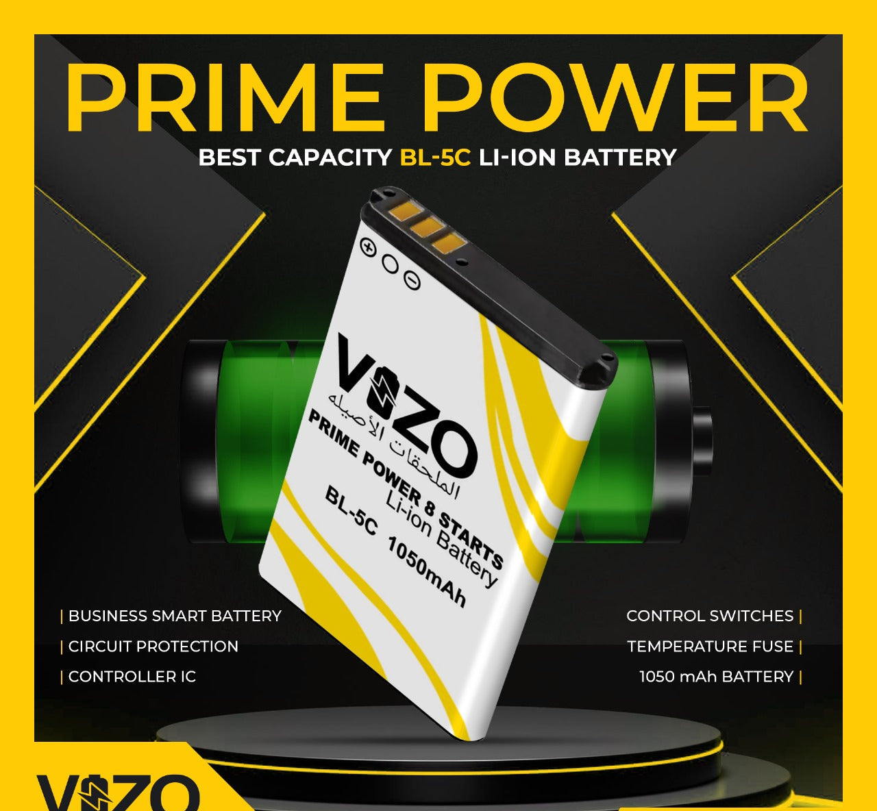 Vizo 5C Prime 8 Star Battery | High Capacity | Long Life | Eco-friendly Technology | VIZO BL-5C Li-Ion Battery