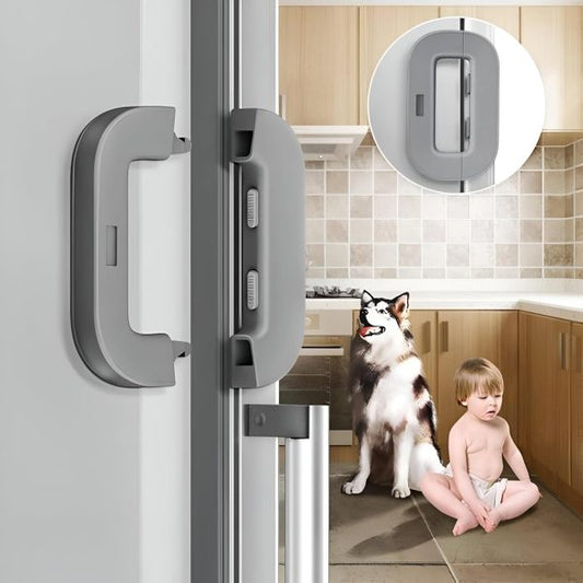 Buy 1 Get 1 Free Child Safety Refrigerator Lock, Refrigerator Door Lock, Self Adhesive Freezer Door, Refrigerator Door, Double Safety Button, Home Safe Design, Child Proof Refrigerator Door Lock Random color (Pack of 2)